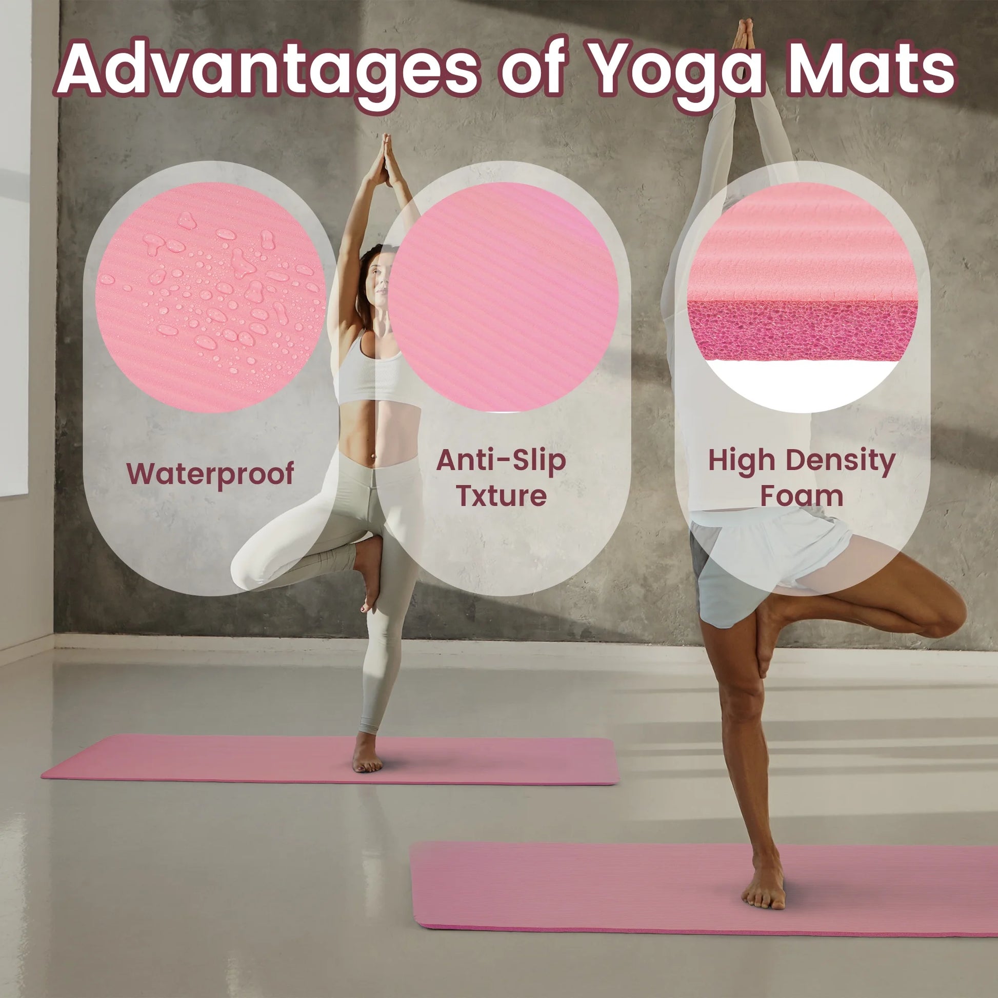 Extra Thick 1/2" Yoga Mat - 71"X24" Non-Slip Exercise Mat with Carrying Strap, High Density Foam for Spine & Joint Support, Easy Clean & Portable for Hom，Travel，Gym
