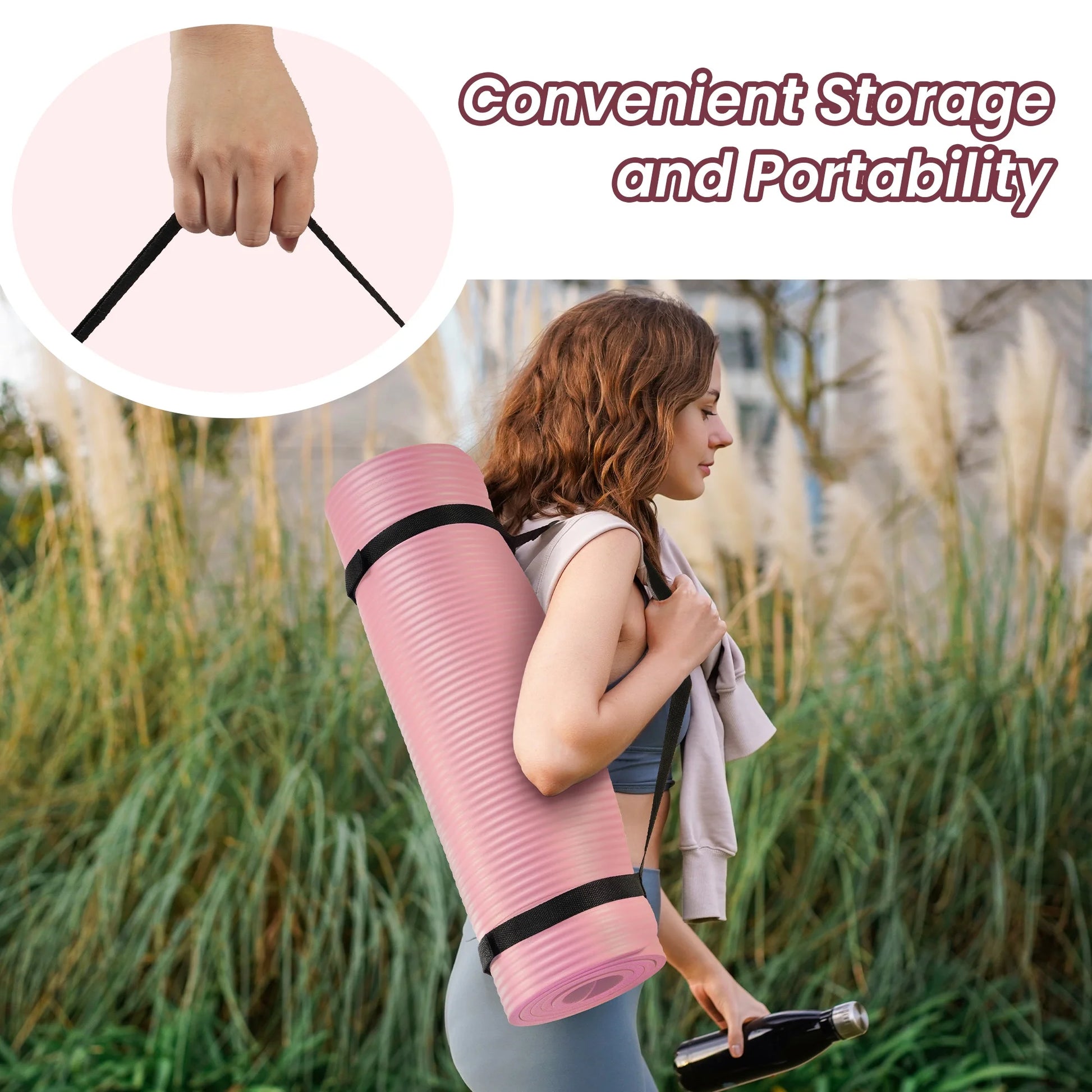 Extra Thick 1/2" Yoga Mat - 71"X24" Non-Slip Exercise Mat with Carrying Strap, High Density Foam for Spine & Joint Support, Easy Clean & Portable for Hom，Travel，Gym